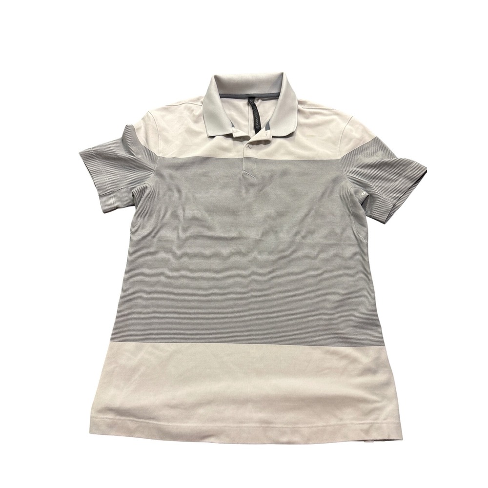 Lululemon Mens Grey Colorblock Pima Cotton Blend Short Sleeve Polo Shirt Size M